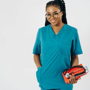 Smiling woman practitioner in a professional setting